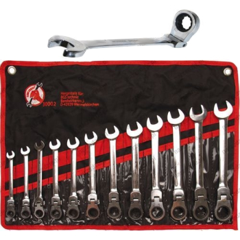 M30002 - Klucze płasko oczkowe 8-19 mm z grzechotką i przegubem 12 sztuk