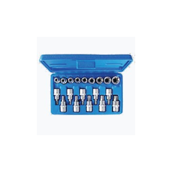M1008 - Zestaw nasadek Torx 19 sztuk  T30-T70 + E10-E24, 1/2"