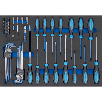 WC.7251 - Wkład wózka - wkrętaki, klucze trzpieniowe, bity - 74 elementów