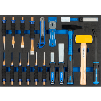 WC.7291 - Wkład wózka - młotki, wybijaki, skrobaki - 19 elementów