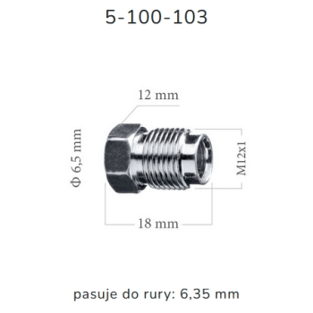 ZL103 - Końcówka przewodu hamulcowego M12x1x6.5 długość 18mm