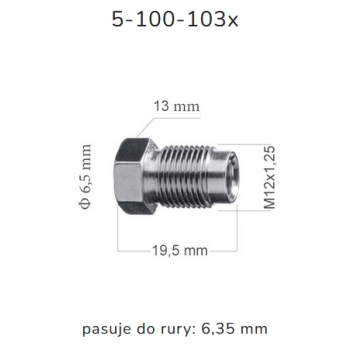 ZL103X - Końcówka przewodu hamulcowego M12x1.25x6.5 długość 19,4mm