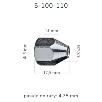 ZL110 - Końcówka przewodu hamulcowego M3/8x24x5 długość 17,5mm