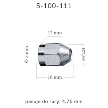 ZL111 - Końcówka przewodu hamulcowego M3/8x24x5 długość 16mm