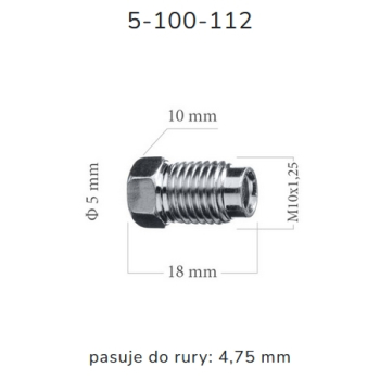 ZL112 - Końcówka przewodu hamulcowego M10x1,25x5 długość 19,5mm