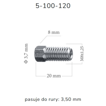 ZL120 - Końcówka przewodu hamulcowego M8 CITROEN długość 20mm