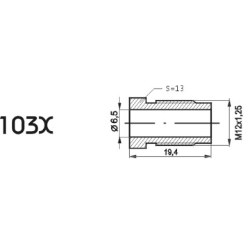 ZL103X - Końcówka przewodu hamulcowego M12x1.25x6.5 długość 19,4mm