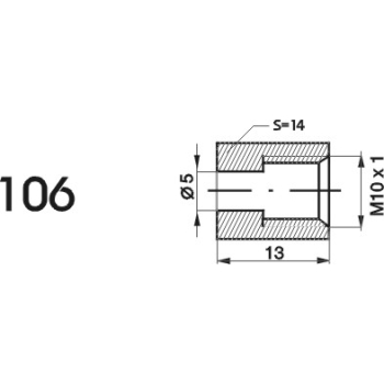 ZL106 - Końcówka przewodu hamulcowego M10x1X5 długość 13mm