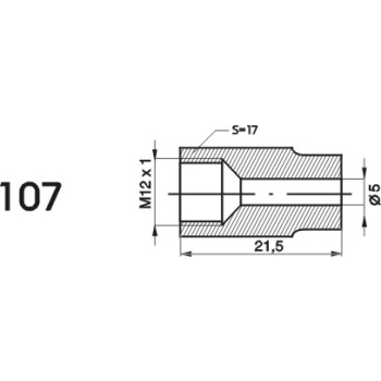 ZL107 - Końcówka przewodu hamulcowego M12x1x5 długość 21,5mm