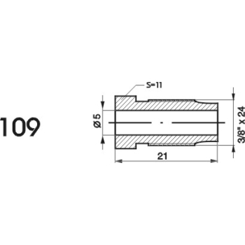 ZL109 - Końcówka przewodu hamulcowego M3/8x24x5 długość 21mm