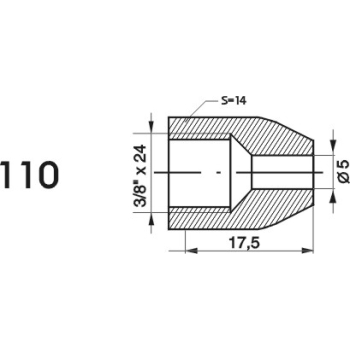 ZL110 - Końcówka przewodu hamulcowego M3/8x24x5 długość 17,5mm