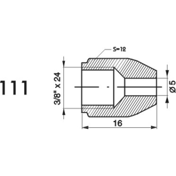ZL111 - Końcówka przewodu hamulcowego M3/8x24x5 długość 16mm