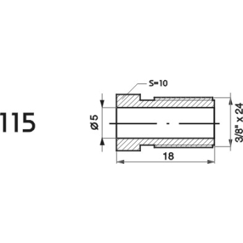 ZL115 - Końcówka przewodu hamulcowego M3/8x24x5 długość 18mm