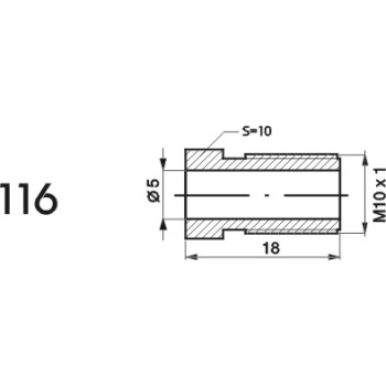 ZL116 - Końcówka przewodu hamulcowego M10x1x5 długość 18mm Tico