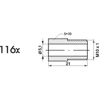 ZL116X - Końcówka przewodu hamulcowego M10x1x5 długość 21mm