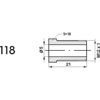 ZL118 - Końcówka przewodu hamulcowego M12x1x5 długość  21mm