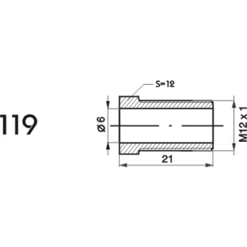 ZL119 - Końcówka przewodu hamulcowego M12x1x6 długość 21mm