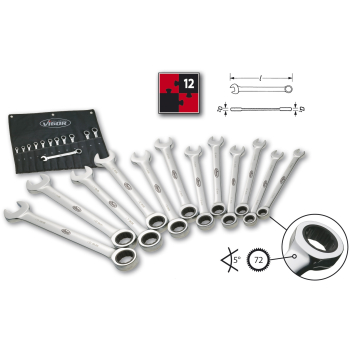 V1031 - Zestaw kluczy płasko-oczkowych z grzechotką